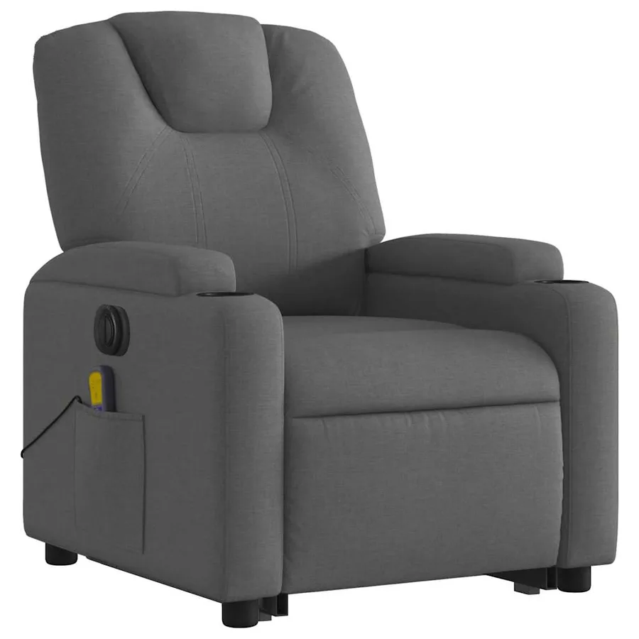 Fauteuil inclinable de massage électrique Gris foncé Tissu - 4