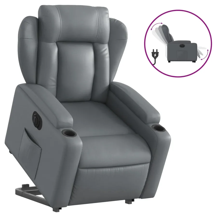 Fauteuil inclinable électrique gris similicuir - 2