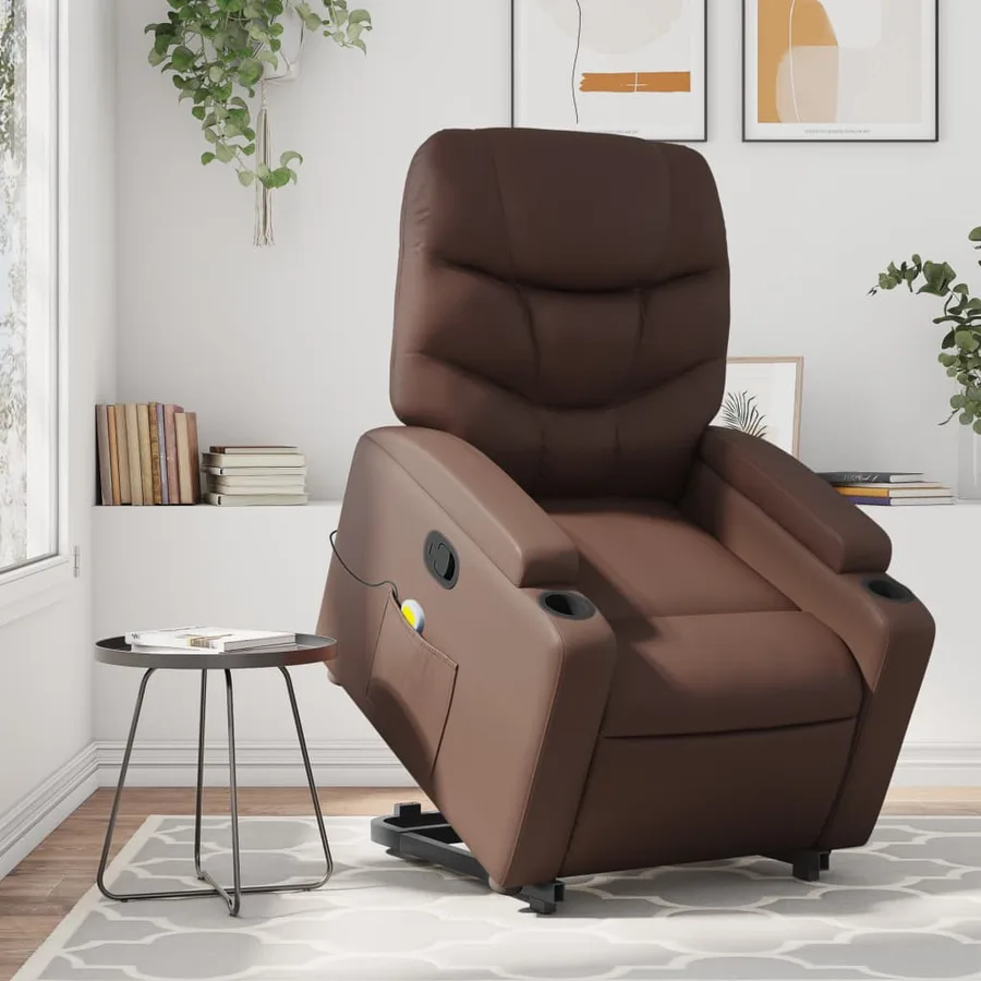 Fauteuil inclinable de massage Marron Similicuir - 15