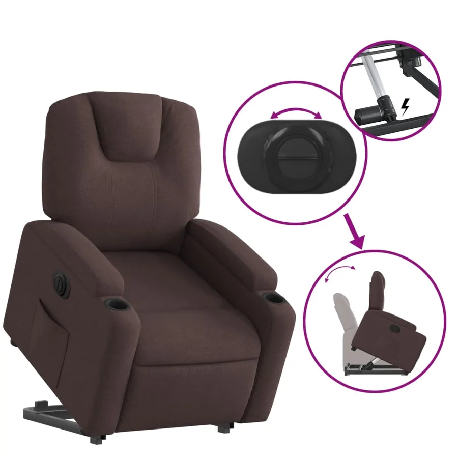Fauteuil inclinable électrique marron foncé tissu - 11