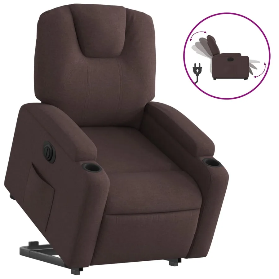 Fauteuil inclinable électrique marron foncé tissu - 2