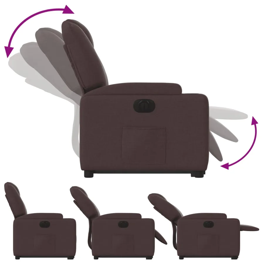Fauteuil inclinable électrique marron foncé tissu - 7