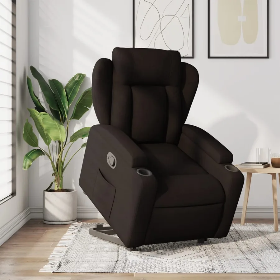 Fauteuil inclinable marron foncé tissu - 15