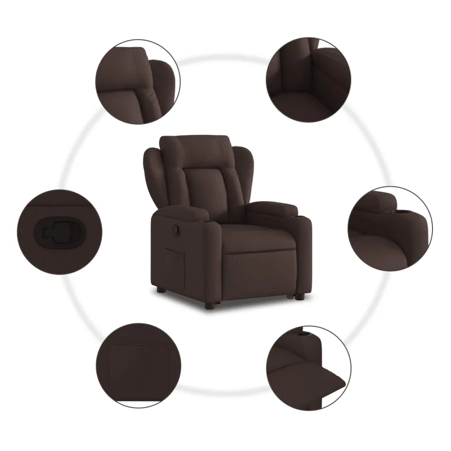 Fauteuil inclinable marron foncé tissu - 8