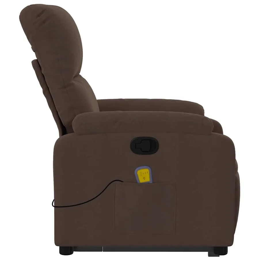 Fauteuil inclinable de massage marron tissu microfibre - 10