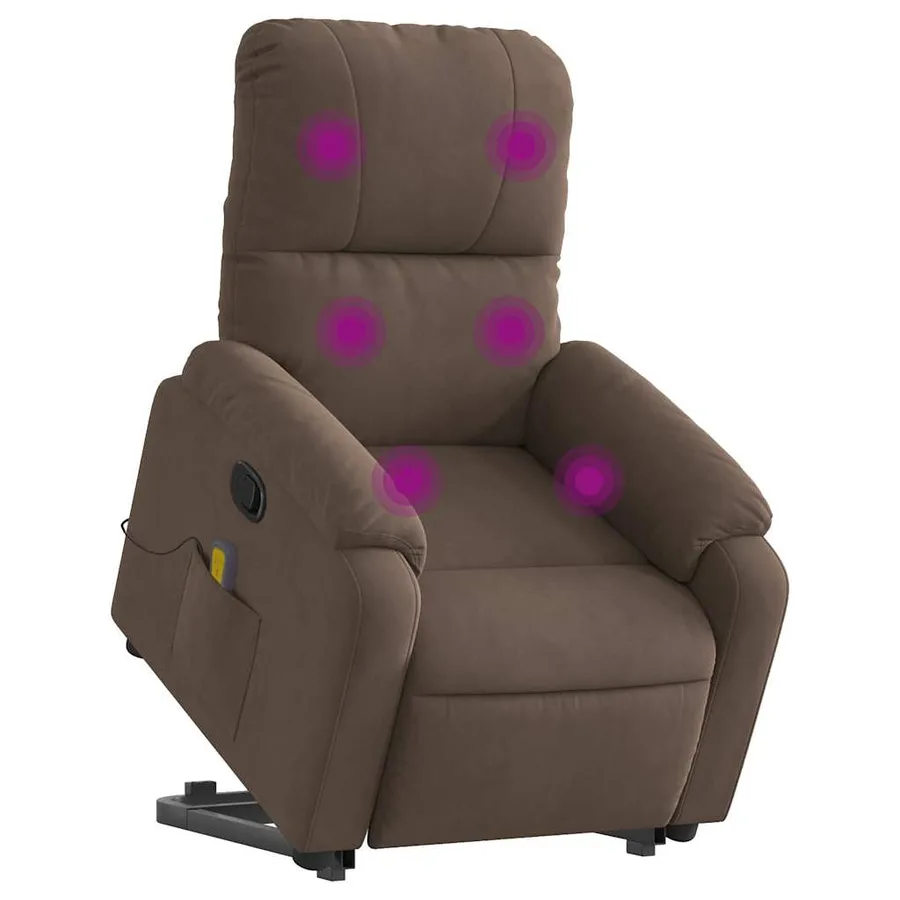 Fauteuil inclinable de massage marron tissu microfibre - 3