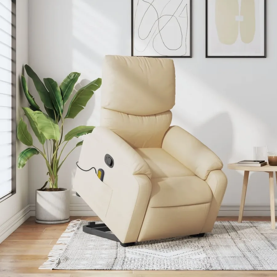 Fauteuil inclinable de massage Crème Tissu - 16