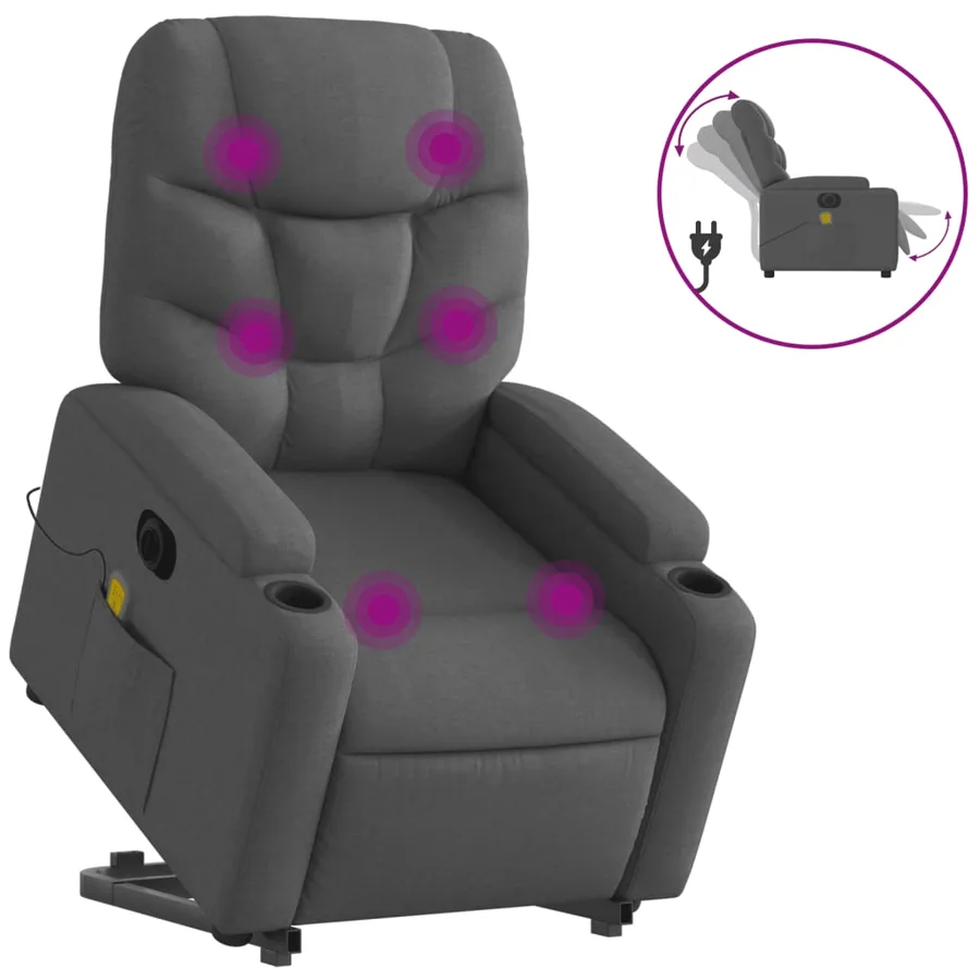 Fauteuil inclinable de massage électrique Gris foncé Tissu - 2