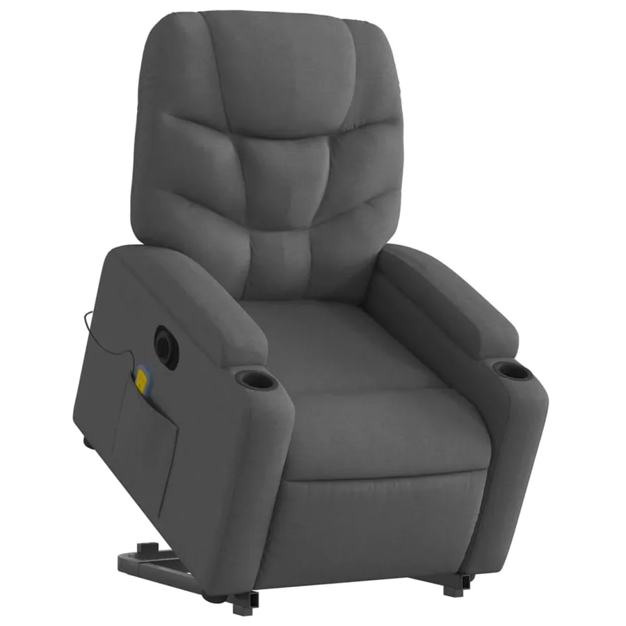 Fauteuil inclinable de massage électrique Gris foncé Tissu - 3