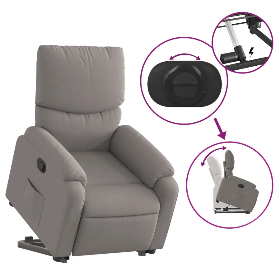 Fauteuil inclinable taupe tissu - 6