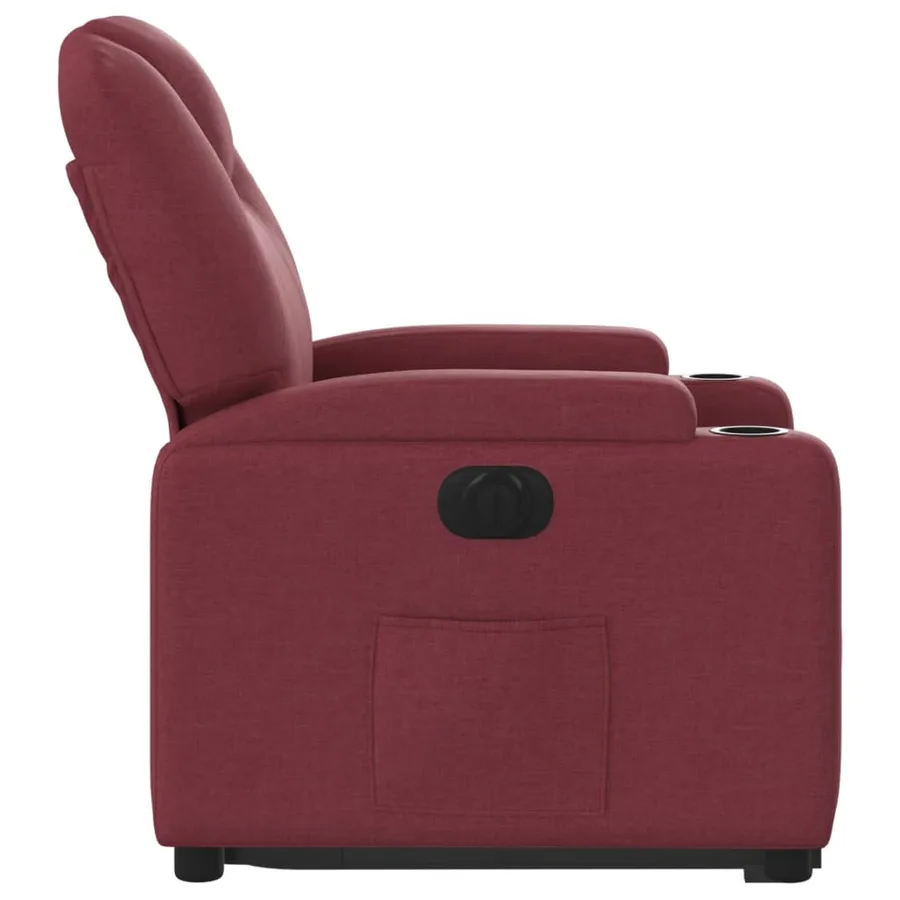 Fauteuil inclinable électrique rouge bordeaux tissu - 10