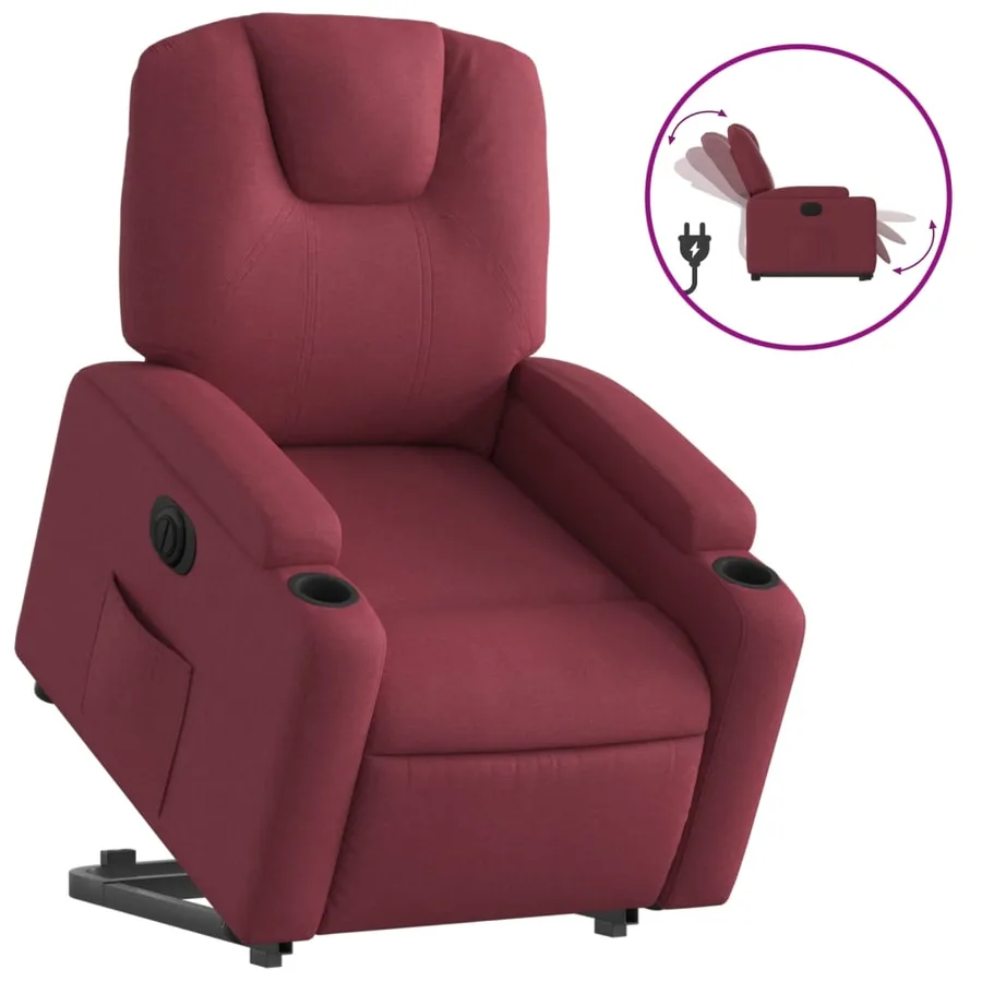 Fauteuil inclinable électrique rouge bordeaux tissu - 2