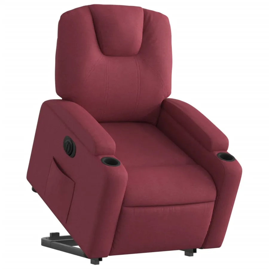 Fauteuil inclinable électrique rouge bordeaux tissu - 3