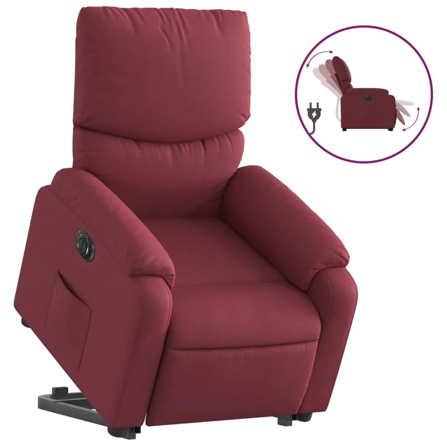 Fauteuil inclinable électrique rouge bordeaux tissu - 2