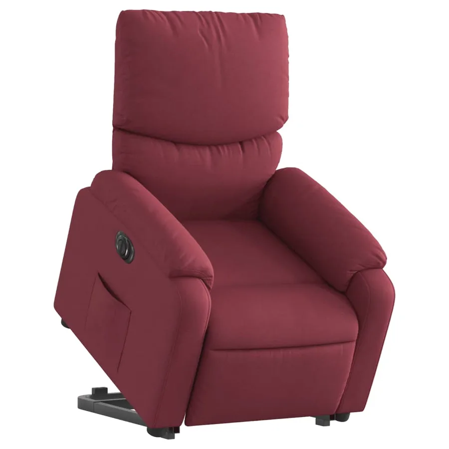 Fauteuil inclinable électrique rouge bordeaux tissu - 3