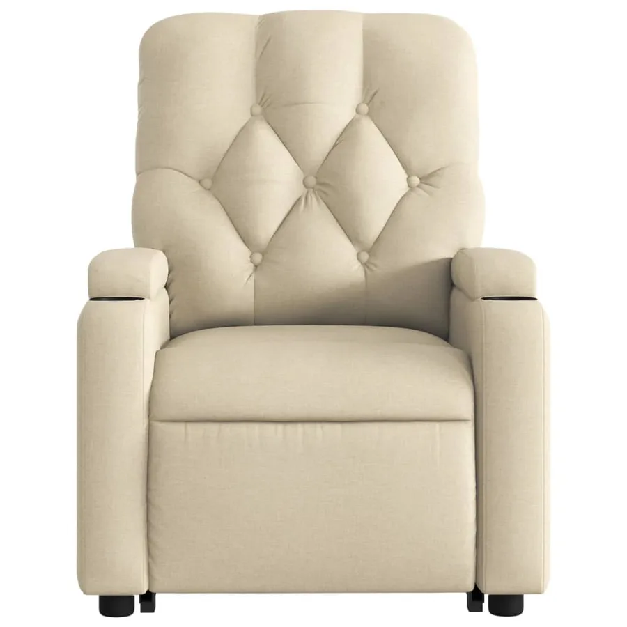 Fauteuil inclinable de massage électrique Crème Tissu - 9