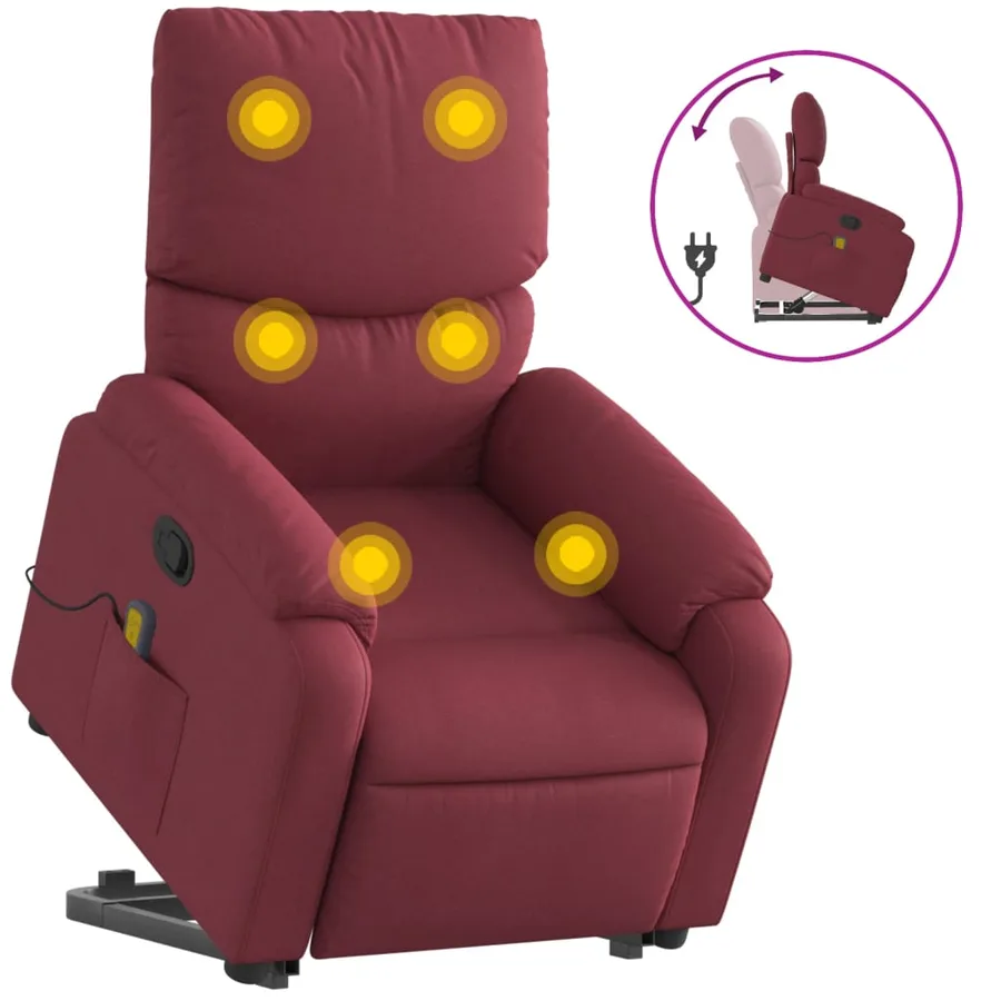Fauteuil inclinable de massage Rouge bordeaux Tissu - 2