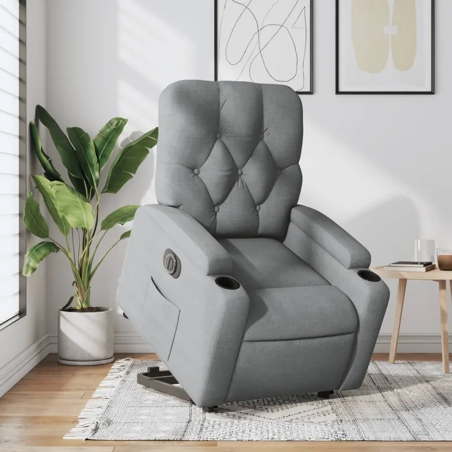 Fauteuil inclinable électrique gris clair tissu - 17