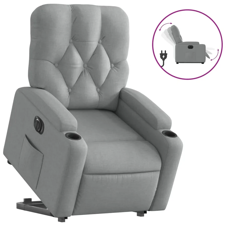 Fauteuil inclinable électrique gris clair tissu - 2
