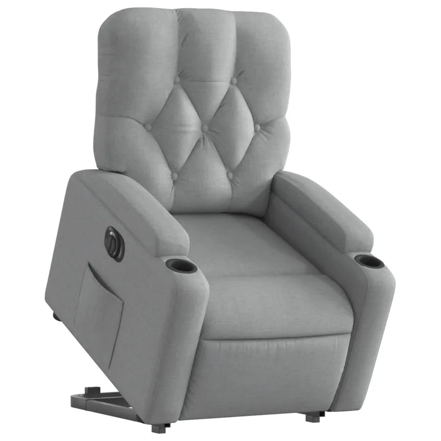 Fauteuil inclinable électrique gris clair tissu - 4
