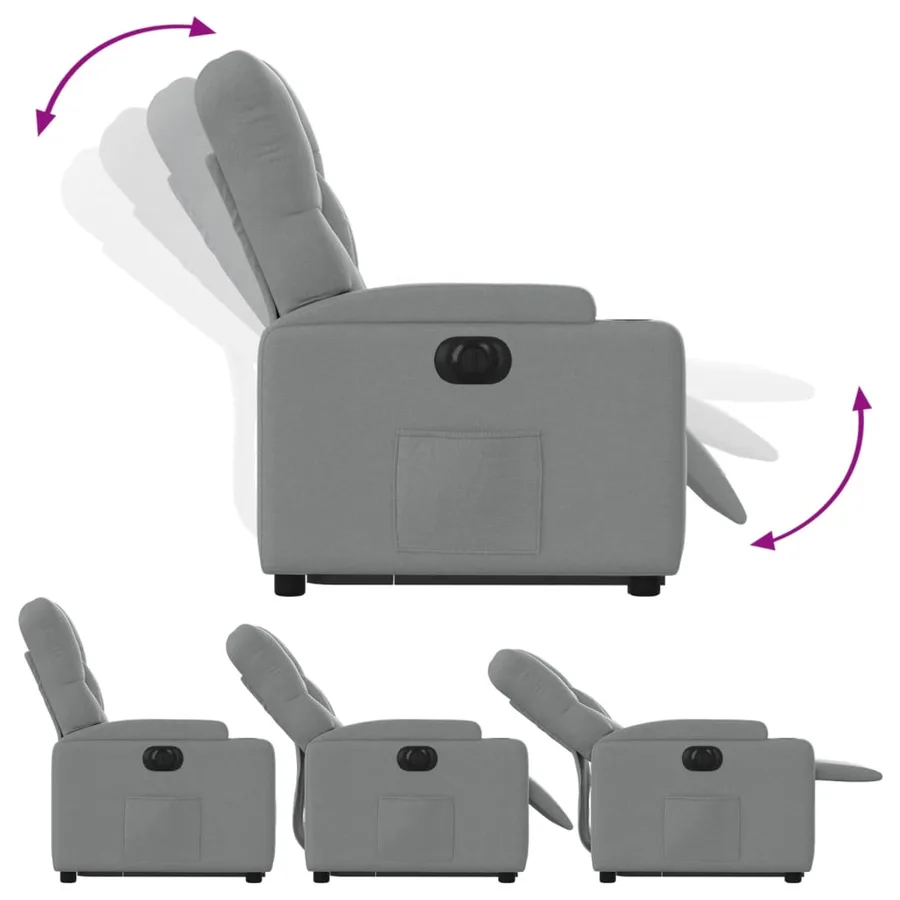 Fauteuil inclinable électrique gris clair tissu - 9