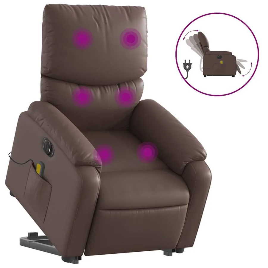 Fauteuil inclinable de massage électrique marron similicuir - 2