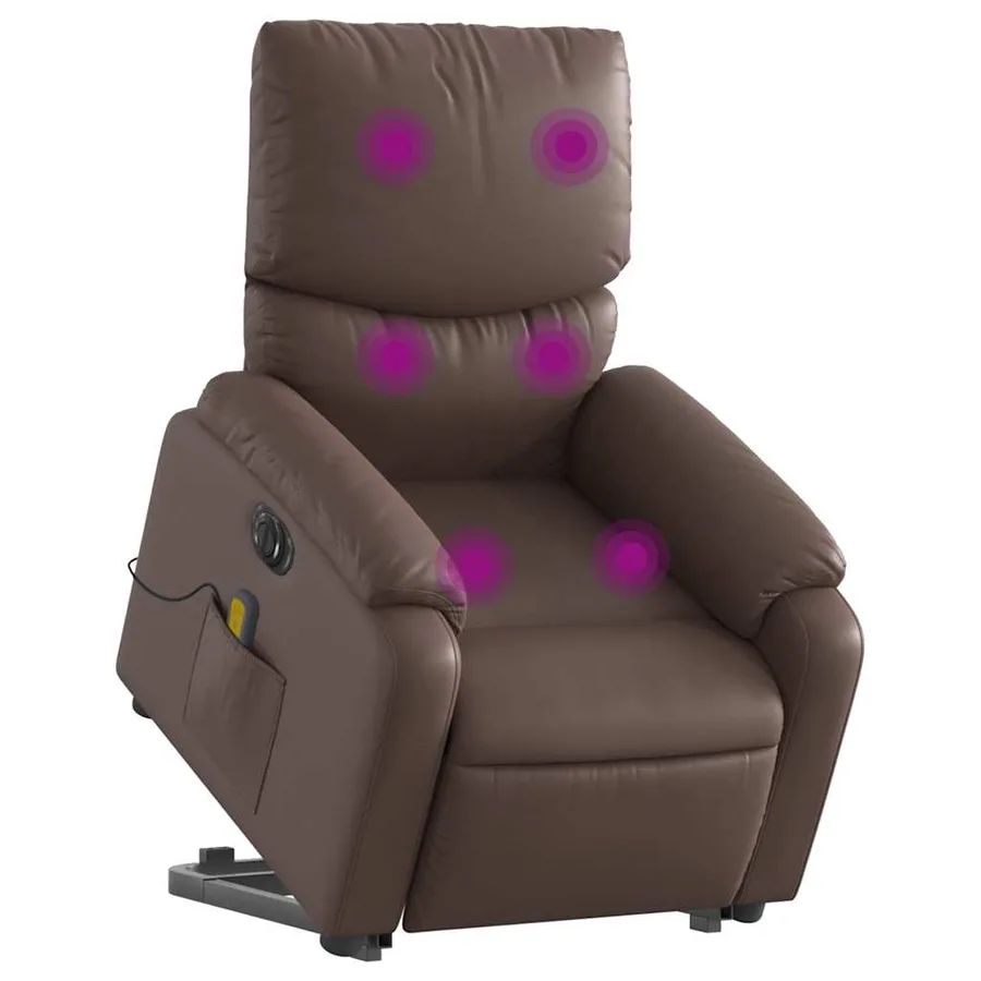 Fauteuil inclinable de massage électrique marron similicuir - 3