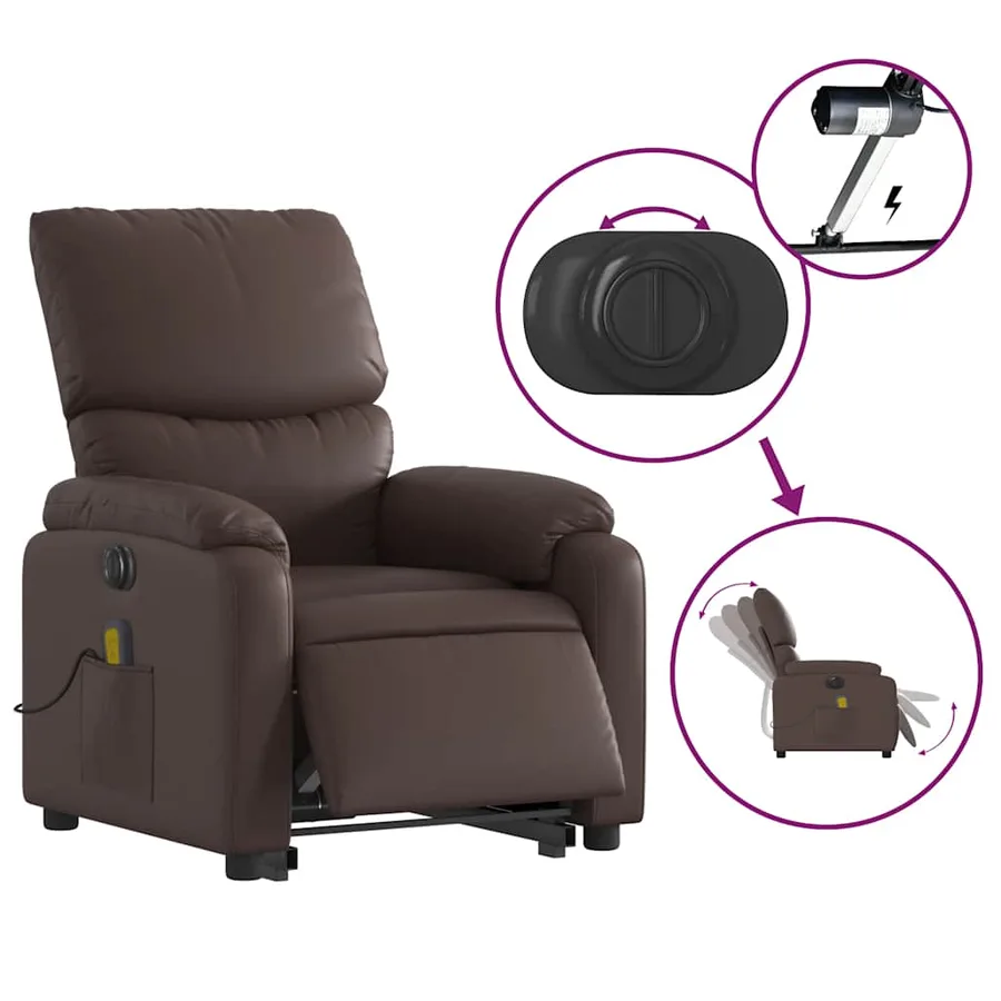 Fauteuil inclinable de massage électrique marron similicuir - 6