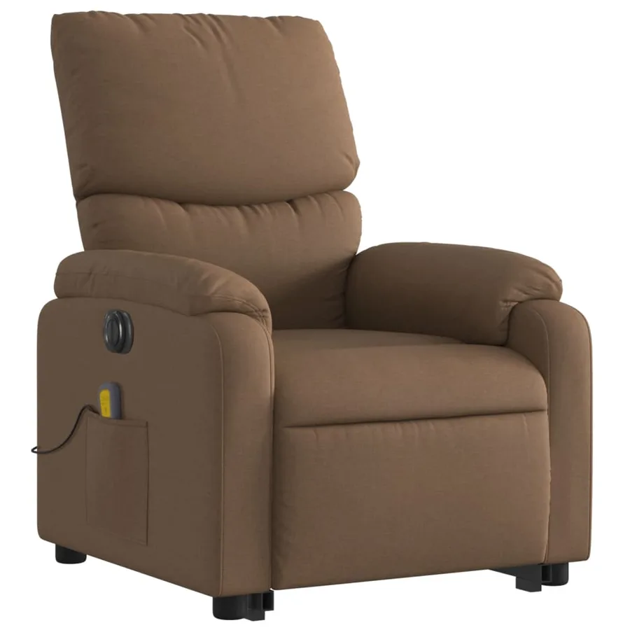 Fauteuil inclinable de massage électrique Marron Tissu - 4