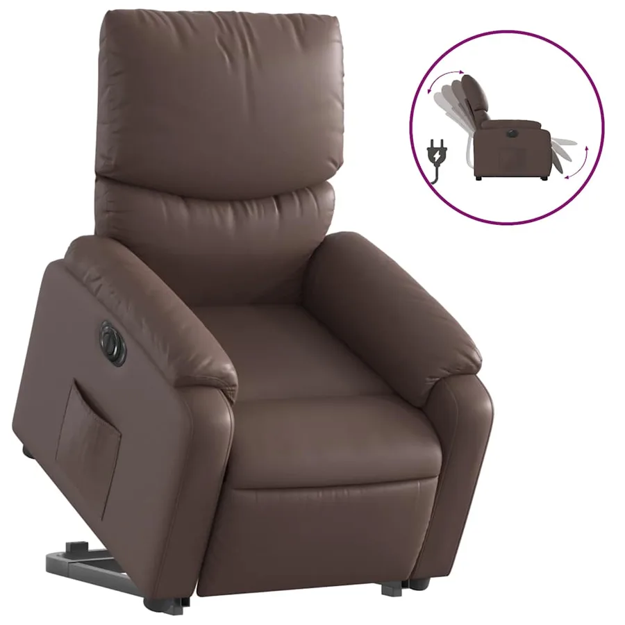Fauteuil inclinable électrique marron similicuir - 2