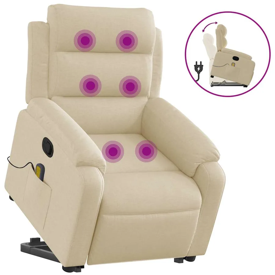 Fauteuil inclinable de massage Crème Tissu - 2