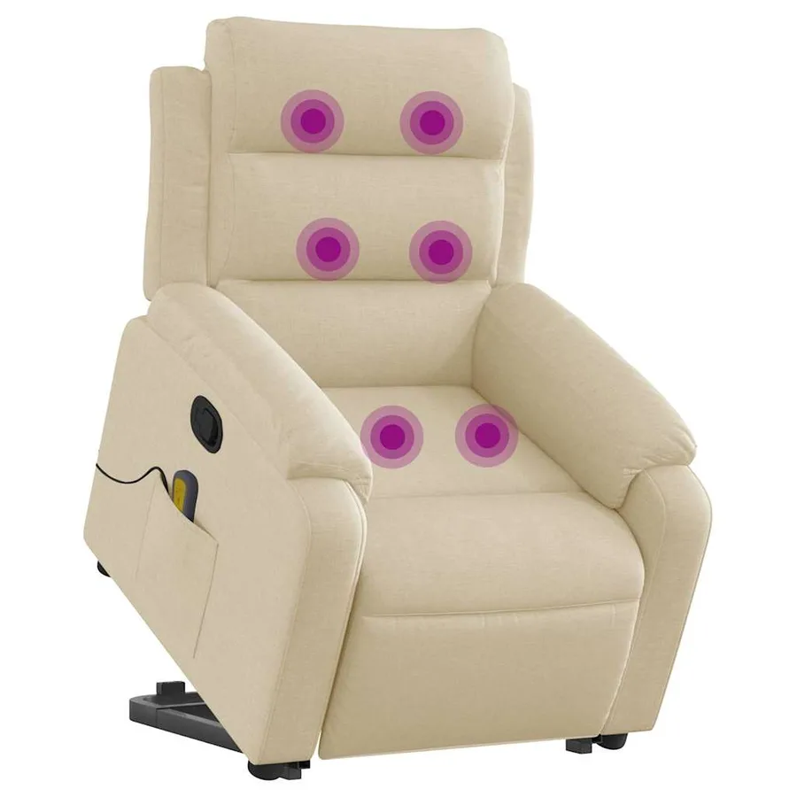 Fauteuil inclinable de massage Crème Tissu - 3