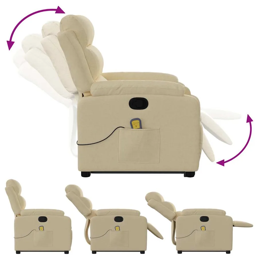 Fauteuil inclinable de massage Crème Tissu - 7