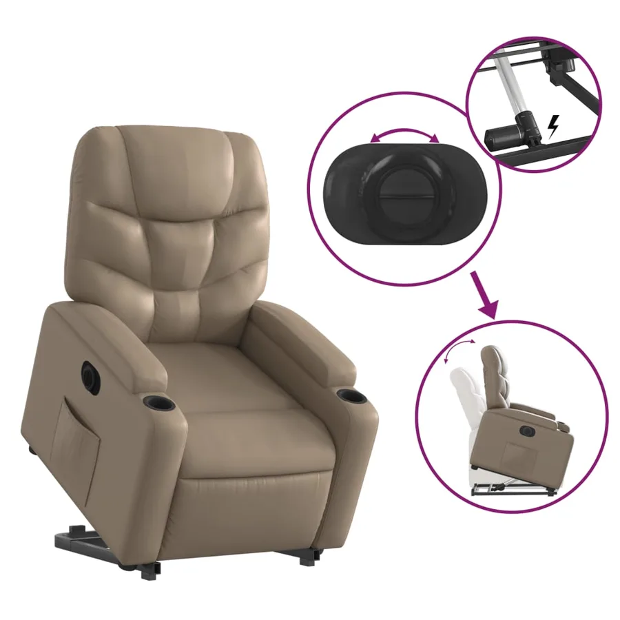 Fauteuil inclinable électrique cappuccino similicuir - 11