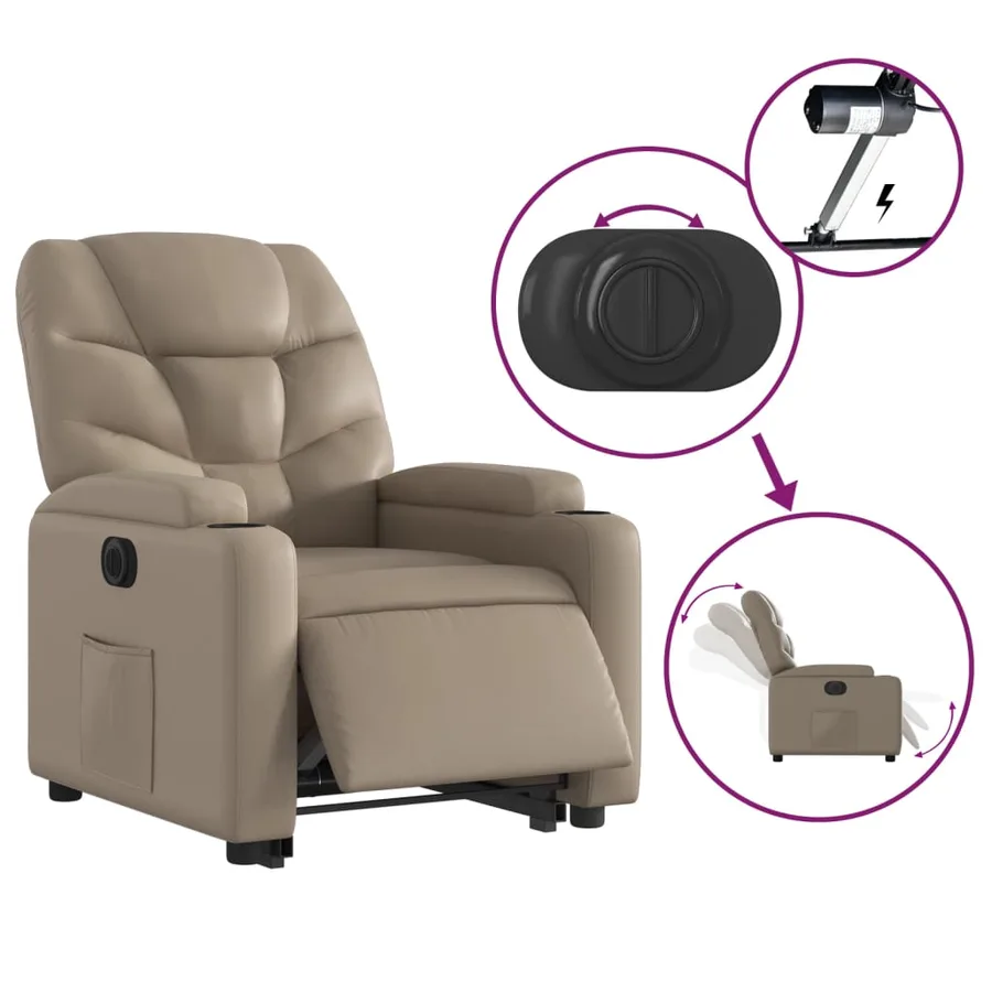 Fauteuil inclinable électrique cappuccino similicuir - 6