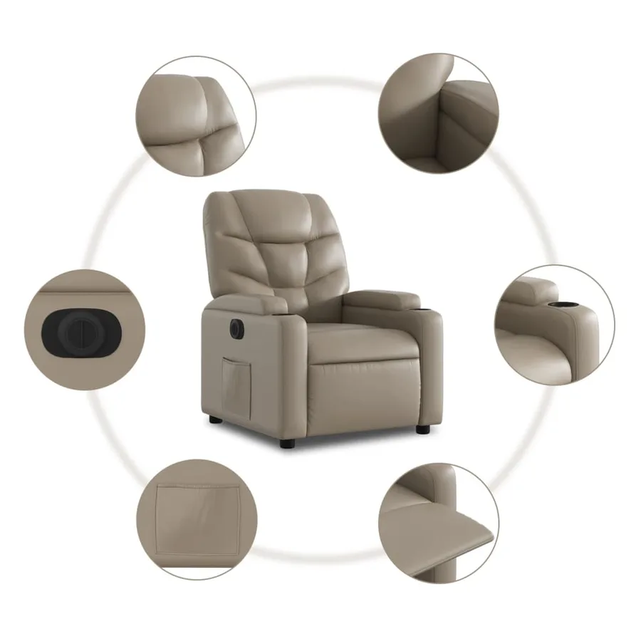 Fauteuil inclinable électrique cappuccino similicuir - 8