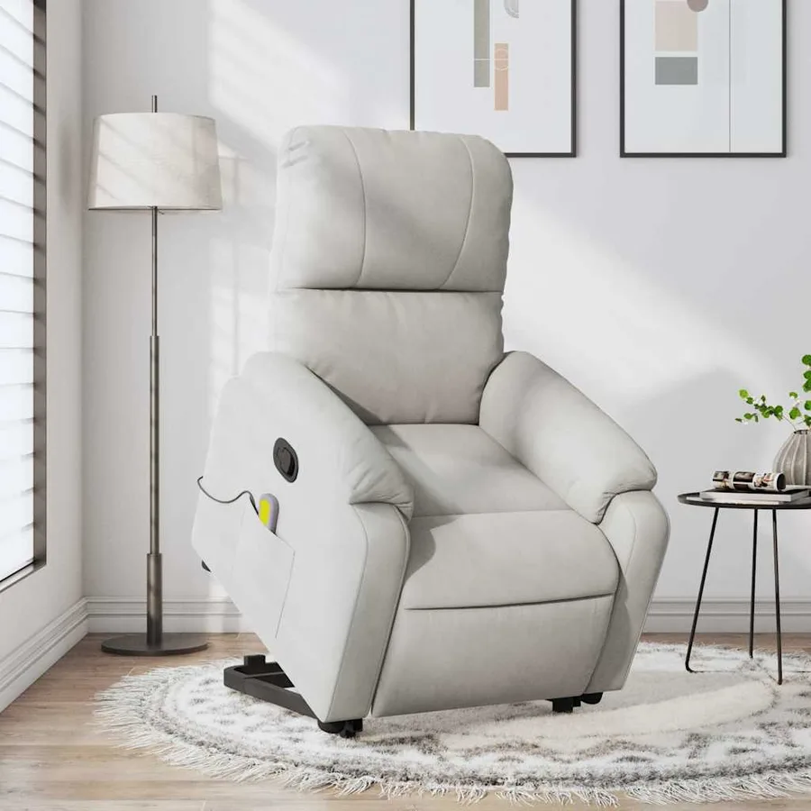 Fauteuil inclinable de massage gris clair tissu microfibre - 15