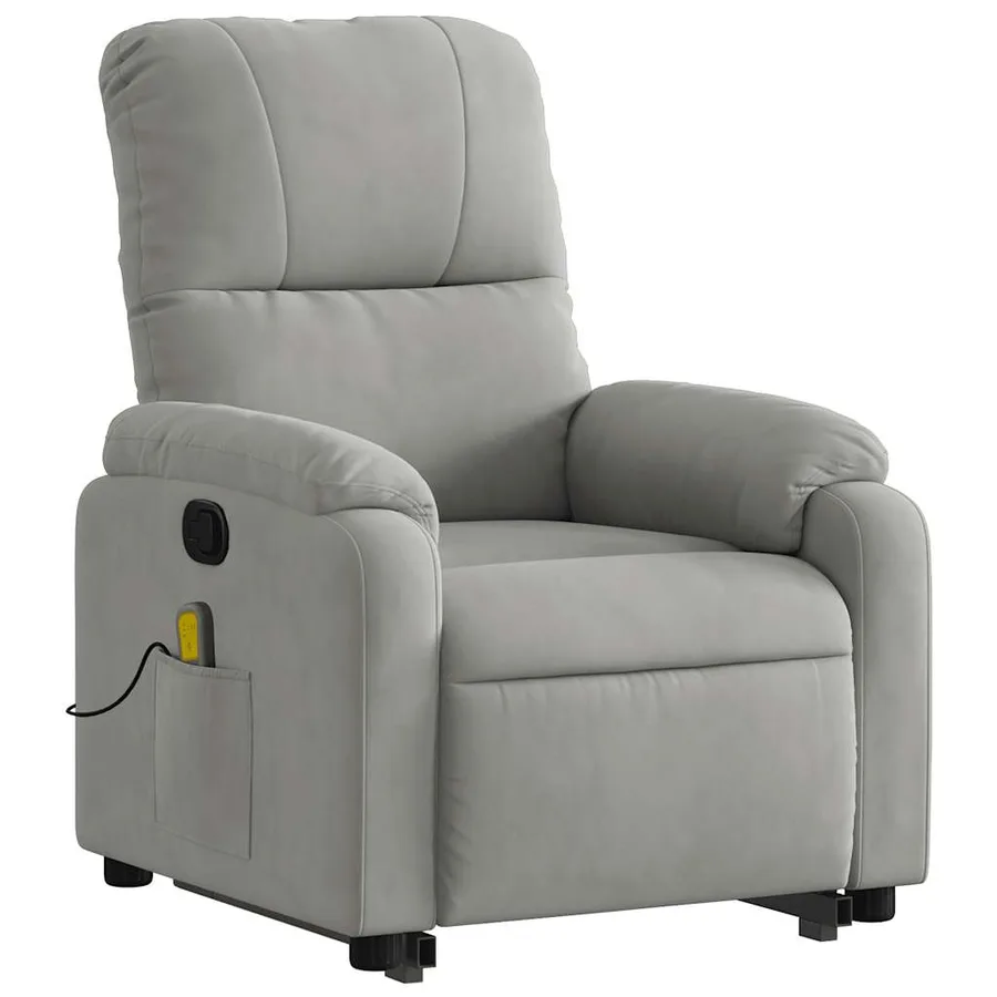 Fauteuil inclinable de massage gris clair tissu microfibre - 4