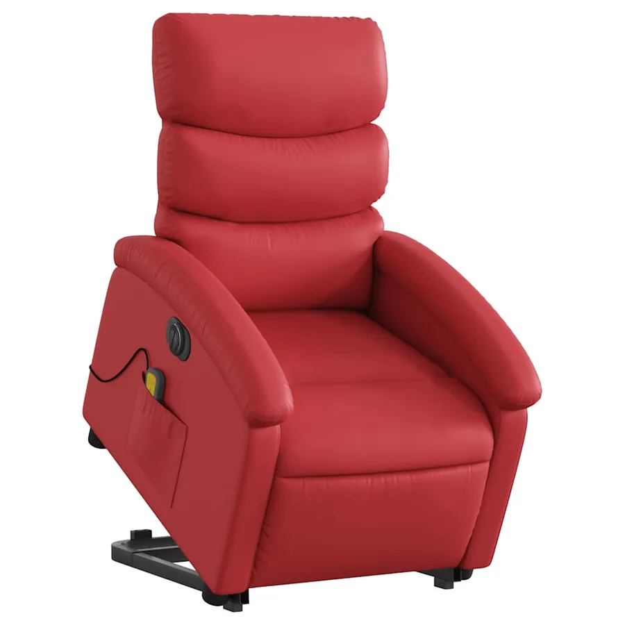 Fauteuil inclinable de massage électrique rouge similicuir - 3