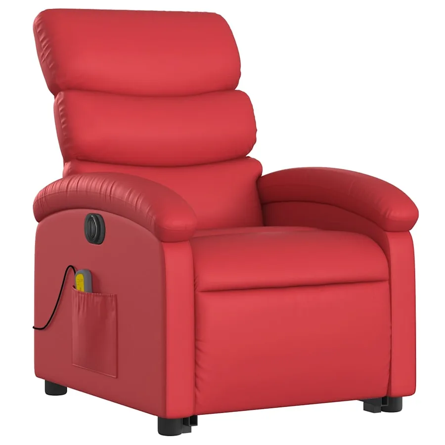 Fauteuil inclinable de massage électrique rouge similicuir - 4