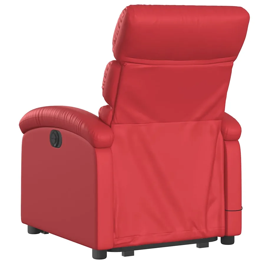 Fauteuil inclinable de massage électrique rouge similicuir - 5