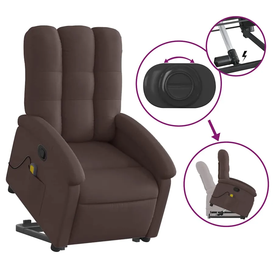 Fauteuil inclinable de massage Marron foncé Tissu - 6