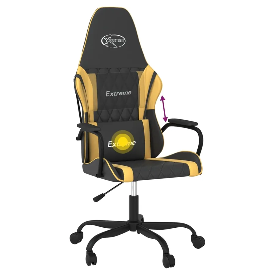 Chaise de jeu de massage Noir et doré Similicuir - 7