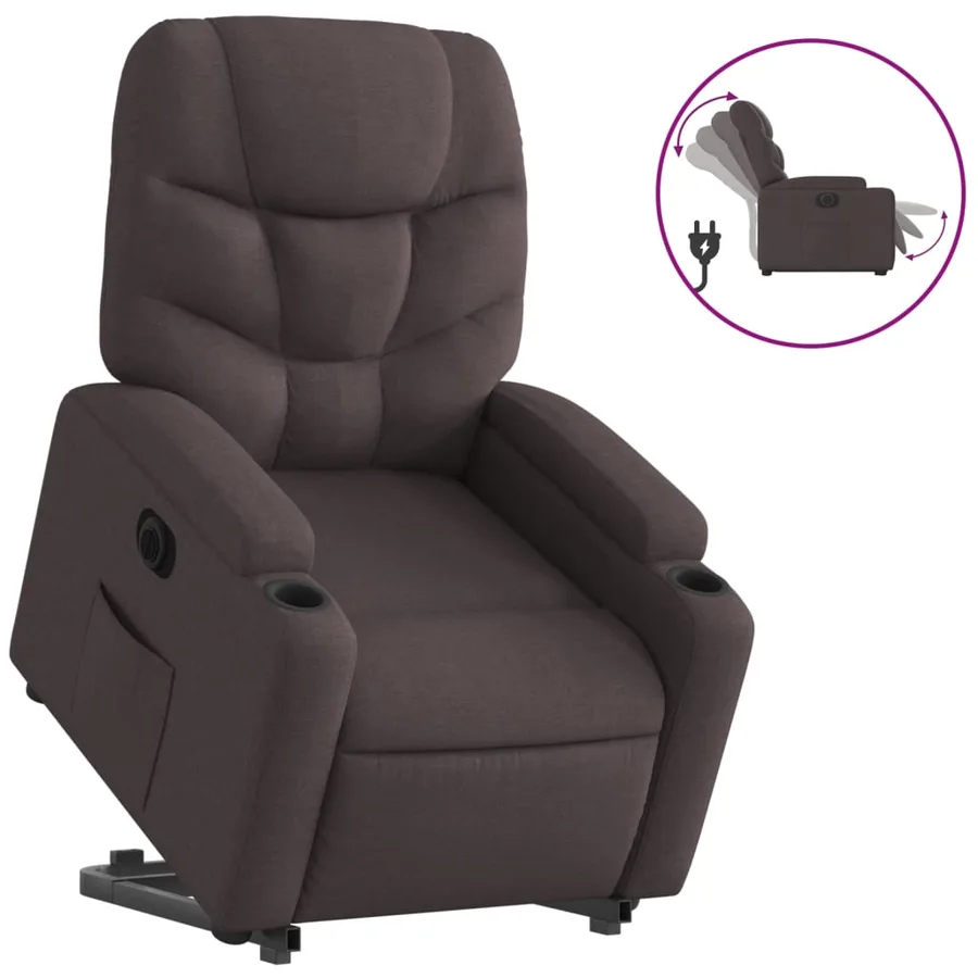 Fauteuil inclinable électrique marron foncé tissu - 2