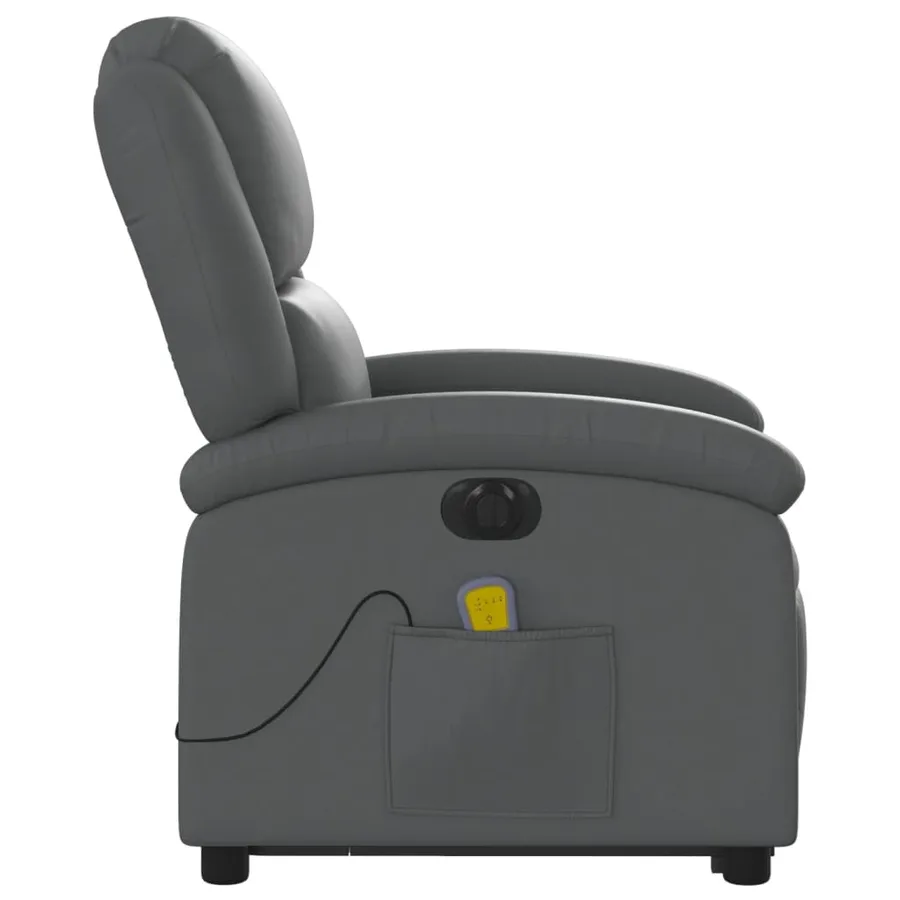 Fauteuil inclinable de massage électrique gris similicuir - 10