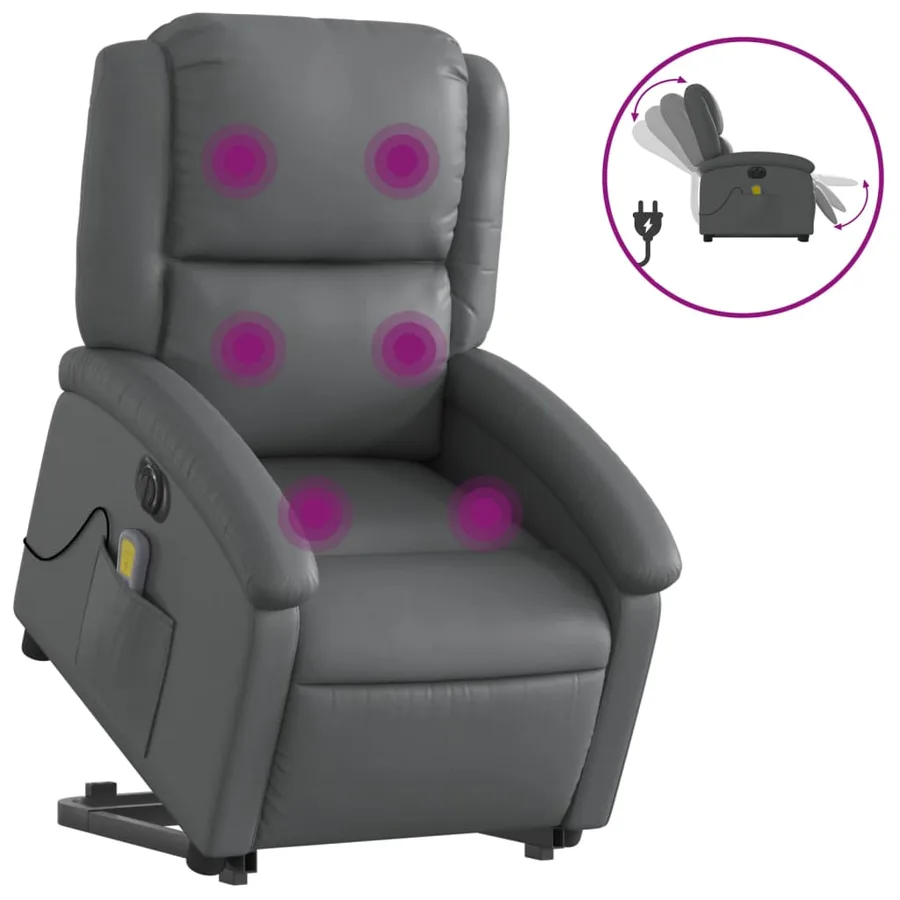Fauteuil inclinable de massage électrique gris similicuir - 2