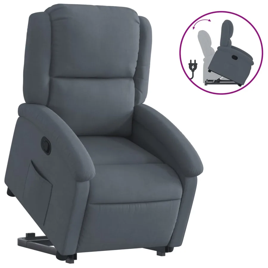 Fauteuil inclinable Gris foncé Velours - 2