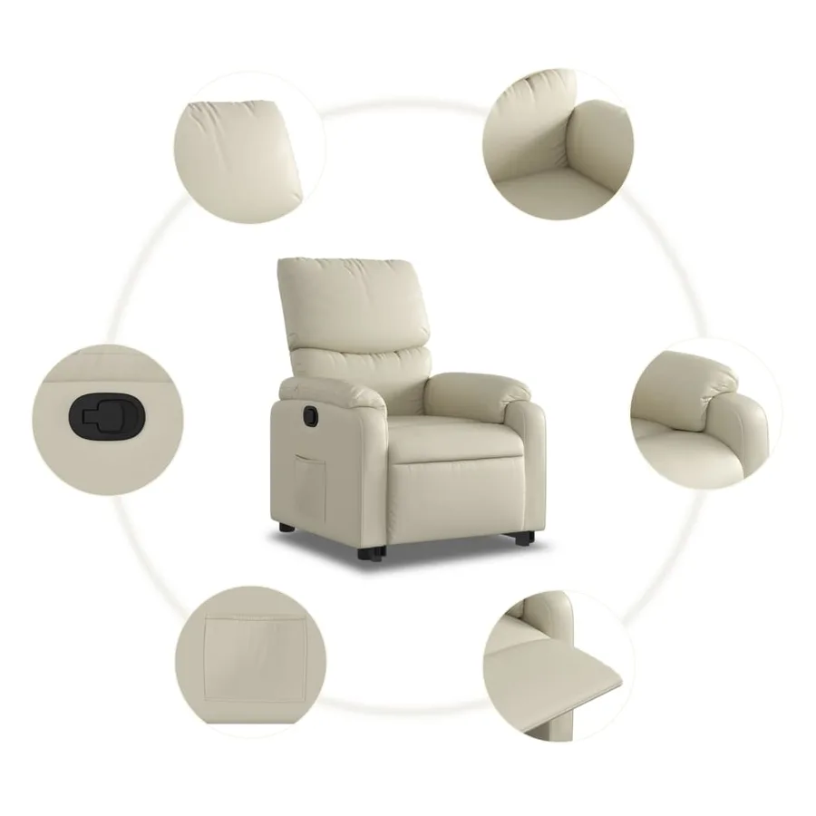 Fauteuil inclinable Crème Similicuir - 8