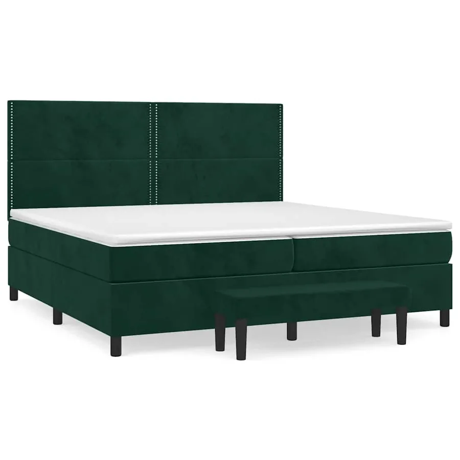 Sommier à lattes de lit et matelas Vert foncé 200x200cm Velours - 2