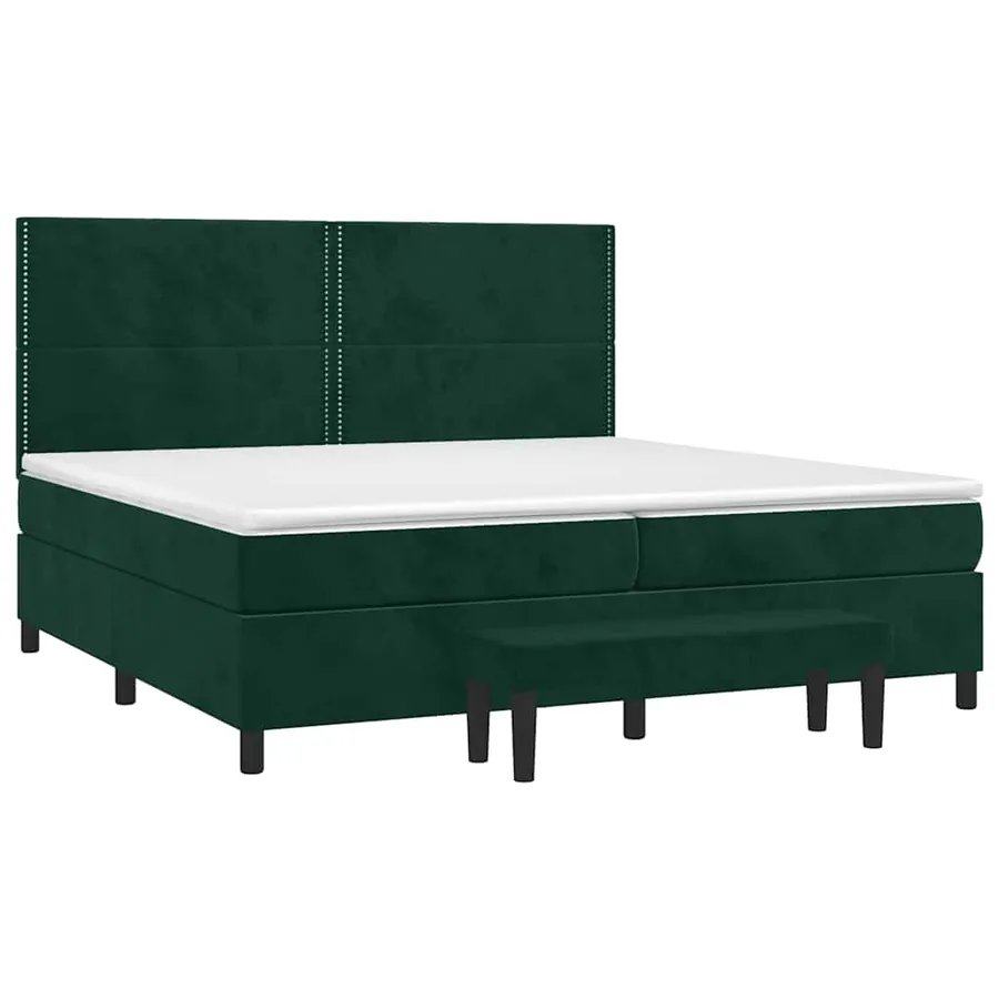 Sommier à lattes de lit et matelas Vert foncé 200x200cm Velours - 3